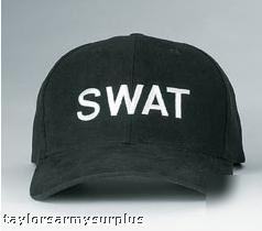 New swat black with white letters low profile cap