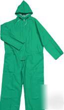 Green waterproof pvc hooded coverall - size med