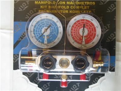 New hvac manifold set high pressure hoses test gauges