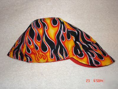 Welding cap beanie style reversible - flames