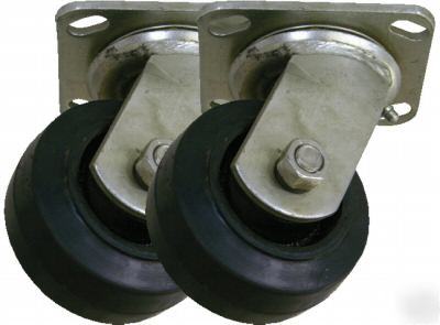 4 x 2 moldon rubber wheel - swivel caster (set of 2)