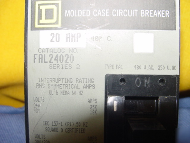 Square d FAL24020 molded case circuit breaker 20 amps