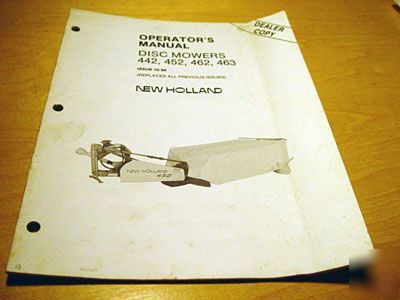 New holland 442 452 462 463 disc mower operators manual
