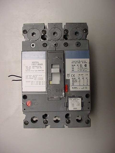 Ge spectra rms 3 pole 100 amp 80 amp 600 vac breaker