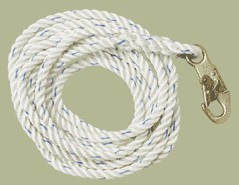 50 ft. lifeline lanyard nylon rope snaphook end 3/4