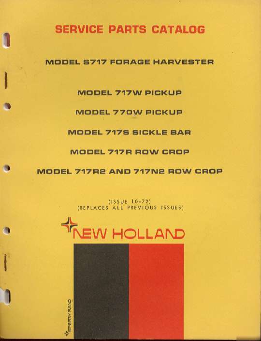 New holland S717 forage harvester service parts catalog