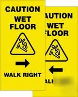 2X fold-ups sign yellow, caution wet floor right/left