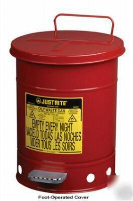 10 gallon justrite oily waste can, safety can, rags