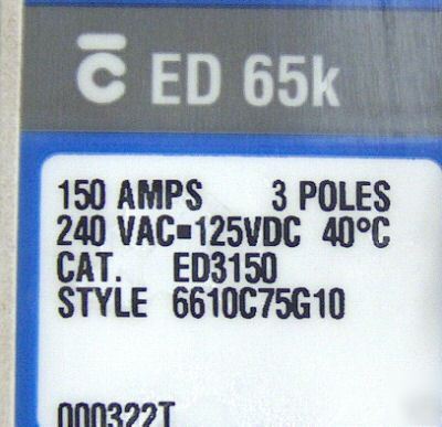 Cutler-hammer circuit breaker ED3150 150A 240VAC 3P 