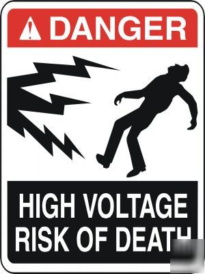 Large metal safety sign danger high voltage 1454