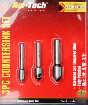 3 piece countersink bit set am-tech quality tools