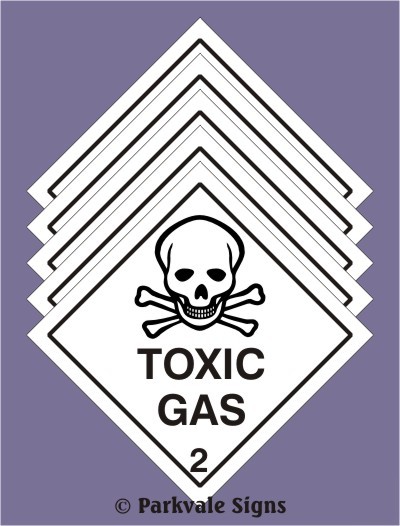 Pack of 5 toxic gas stickers (1327)