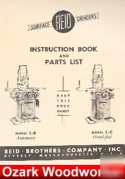 Reid 2B 2C surface grinder operator's & parts manual