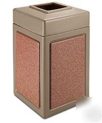 38 gl. stonetec square waste receptacle beige w/ sedona