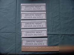 5 drivers night viewer an/vvs-2 decal sticker label nos