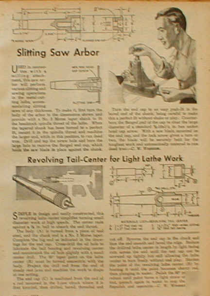 Slitting saw arbor plans + bonus plan for metal lathe