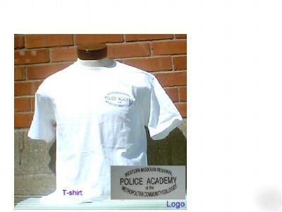 Police academy ptgear, t-shirt, l white w/logo