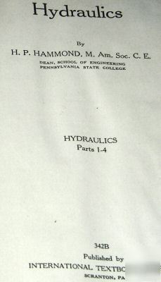 1942 international library book manual on hydraulics