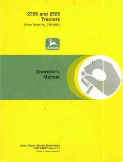 John deere operators manual for 2355 2555 tractors vg