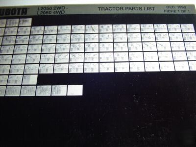 Kubota L2050 tractor parts catalog microfiche fiche