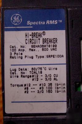 New - general electric circuit breaker- SEHA36AT0100