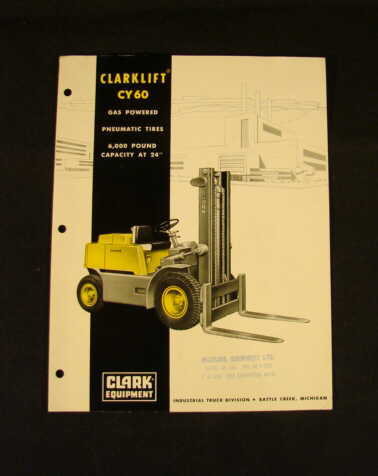 Clark clarklift CY60 fork lift truck brochure 1959 rare