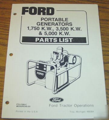 Ford 1750 kw - 5000 kw portable generator parts catalog