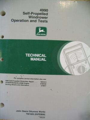 John deere 4990 windrower op & test technical manual