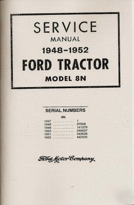 New ford 8N tractor service manual 1948-1952