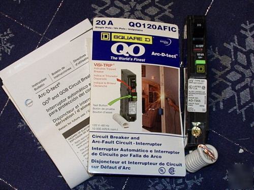 Square d qo 120 volt 20 amp arc-d-tect arc det