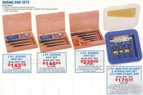 3 indexable boring bars pafana +6 carbide inserts 