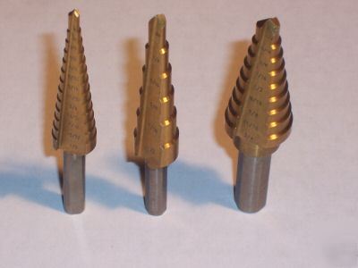 3PC set titanium step drill bits set cutting tools 