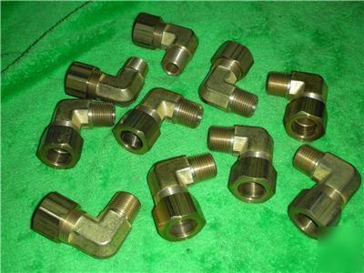 Brass compression tube pipe fitting 3/8 x 1/2 90 degree