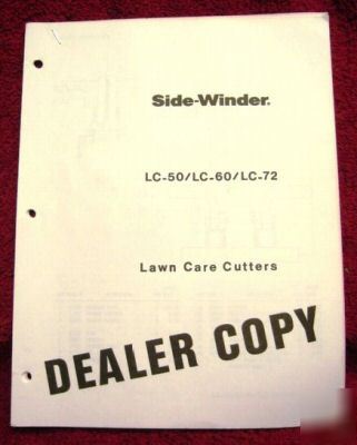 Fmc side winder mower lc-50 60 72 parts manual dealer
