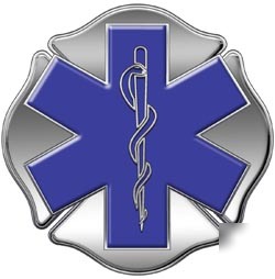 Maltese cross star of life decal reflective 6