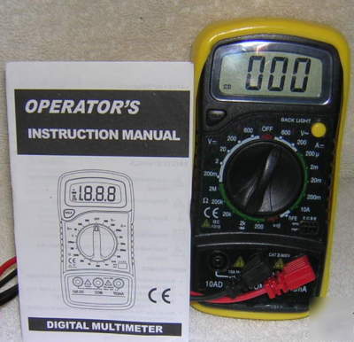 Rugged digital multimeter tests volts amps resistance