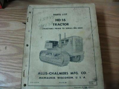 Allis chalmers model hd 16 tractor parts catalog