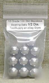 Ten 25MM dia. 302 stainless bearing balls