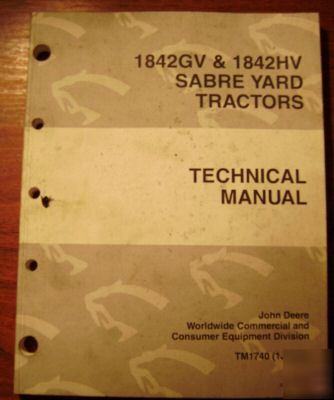 John deere sabre lawn tractor technical manual hv gv jd