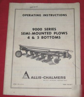  allis-chalmers 9000 series plows operator's manual 