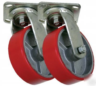 6 x 2 poly on steel wheel - swivel caster â€“ industrial