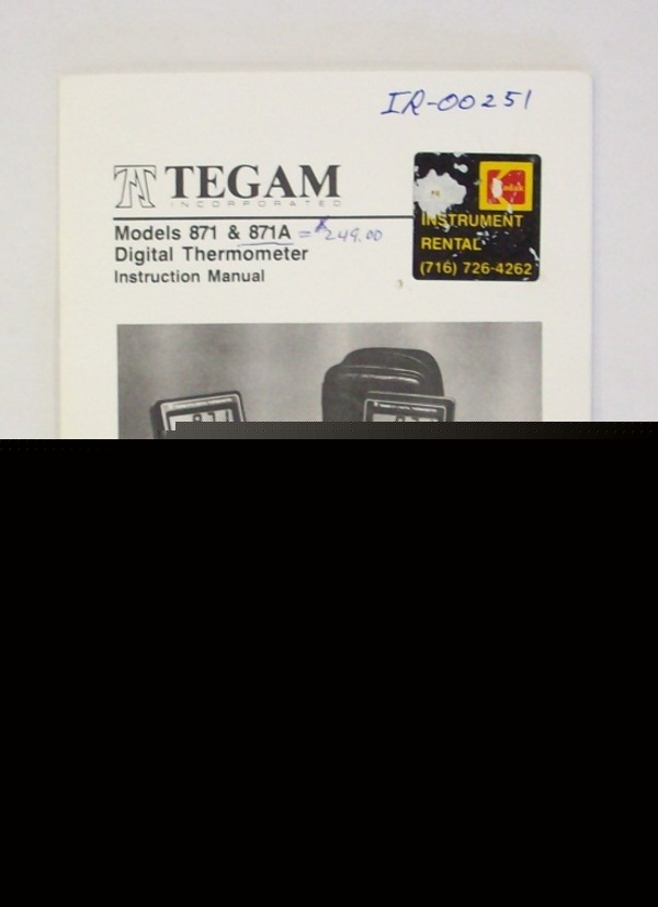 Tegam 871/871A digital thermometer instruction manual