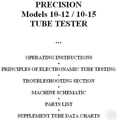 Manual + data for precision 10-12 tube tester checker