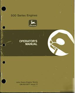 1987 john deere operators manual for 500 series engines