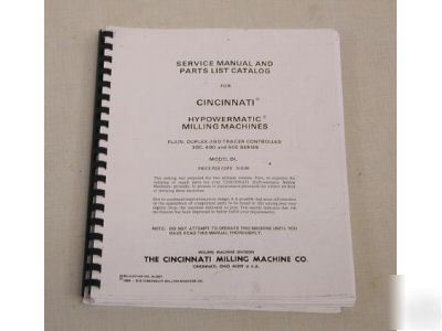 Cincinnati parts & service manual