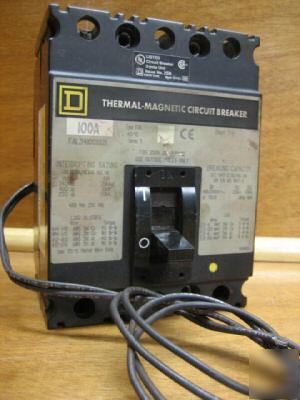 Square d breaker FAL341001021 FAL34100-1021 100 a amp