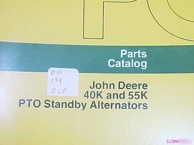 John deere 40K 55K pto standby alternators part catalog