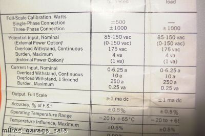 Watt transducer ge 50-472320DNMD2 2-element 3 phase nos