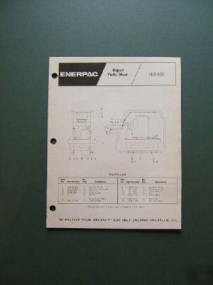 Enerpac eed-502 pump repair parts list sheet manual