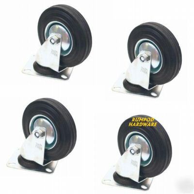 100MM castor wheel set - 4 swivel rubber wheels